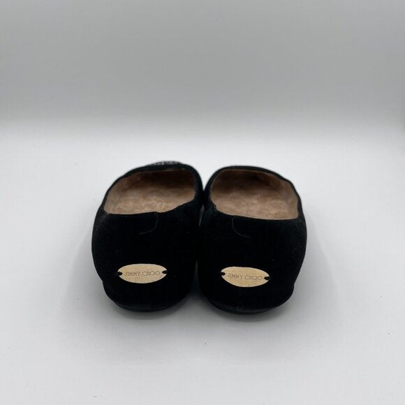 Jimmy Choo Black Suede & Glitter Cap-Toe Ballet Flats – Size 37.5 (US: 7/7.5) - Picture 6 of 6